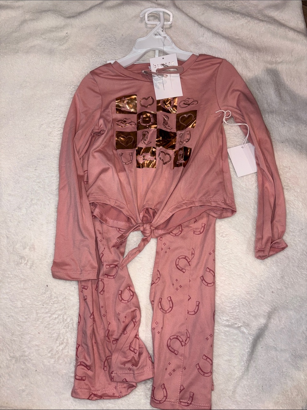 btween Mauve Pink Girls Lounge Set with Metallic Accent
